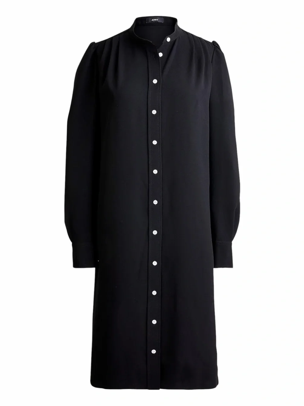 NWT! J. Crew Black Button-Front Midi Dress in 365 Crepe. Size 4.